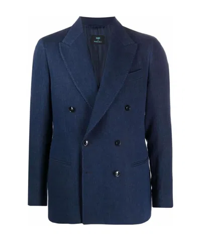 Mp Massimo Piombo Double-breasted Structured Blazer In Blue