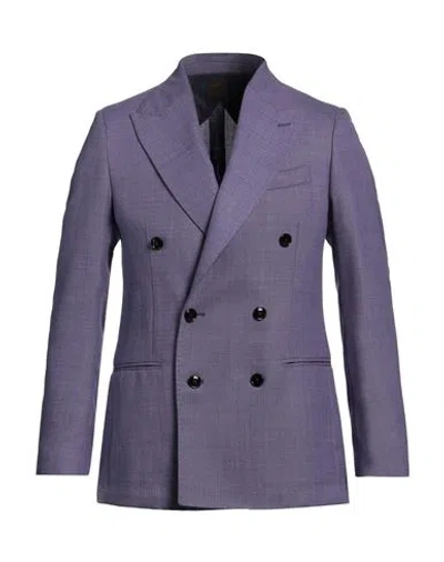 Mp Massimo Piombo Man Blazer Purple Size 34 Virgin Wool In Purple