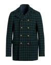 Mp Massimo Piombo Man Coat Dark Green Size 40 Virgin Wool