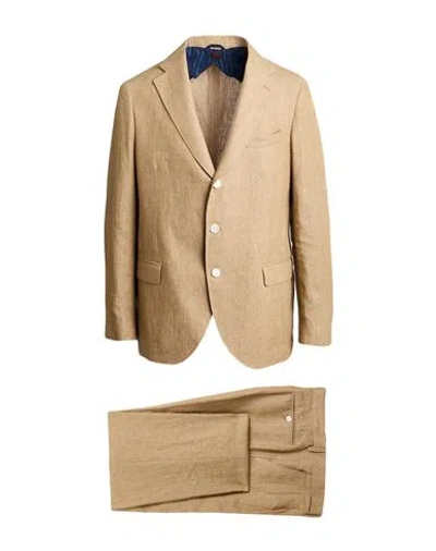 Mp Massimo Piombo Man Suit Sand Size 44 Linen In Beige