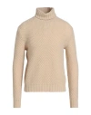 Mp Massimo Piombo Man Turtleneck Beige Size 42 Lambswool In Brown