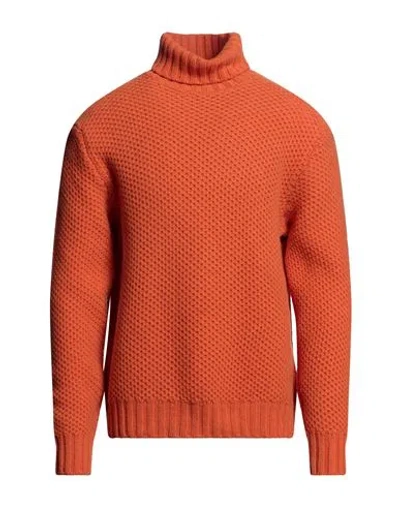 Mp Massimo Piombo Man Turtleneck Orange Size 44 Lambswool