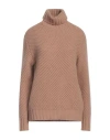 Mp Massimo Piombo Woman Turtleneck Camel Size 2 Lambswool In Beige