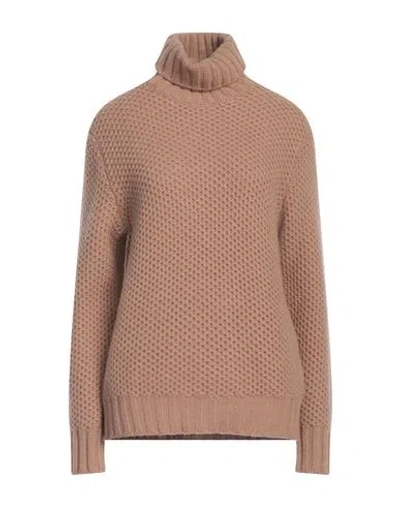 Mp Massimo Piombo Woman Turtleneck Camel Size 2 Lambswool In Beige