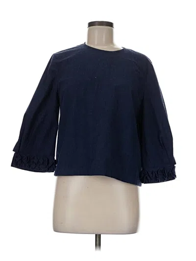 Pre-owned M.patmos 3/4 Sleeve Top Blue Crew Neck Tops