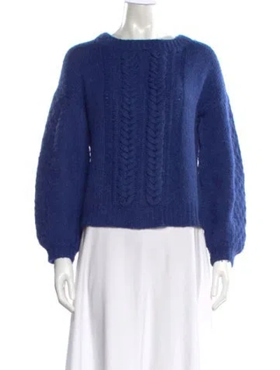 Pre-owned M.patmos Baby Alpaca Bateau Neckline Sweater In Blue