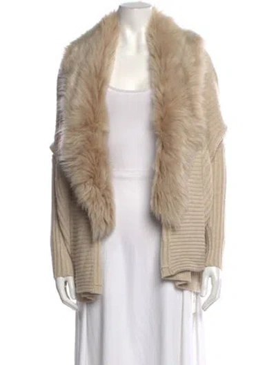 Pre-owned M.patmos Cashmere Open Front Sweater In Neutral