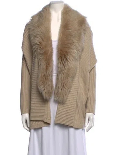 Pre-owned M.patmos Cashmere Open Front Sweater In Neutrals