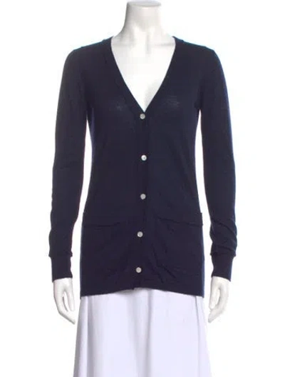 Pre-owned M.patmos Cashmere V-neck Sweater In Blue