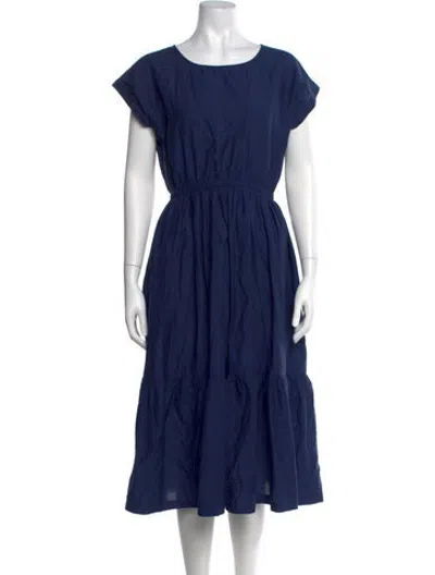 Pre-owned M.patmos Crew Neck Midi Length Dress In Blue
