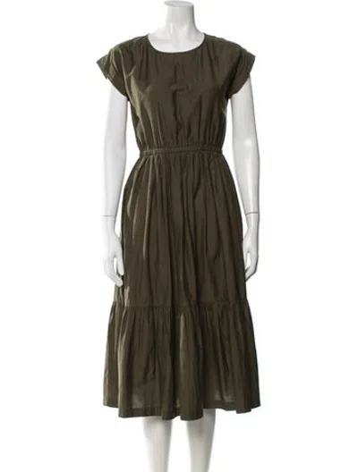 Pre-owned M.patmos Crew Neck Midi Length Dress In Green