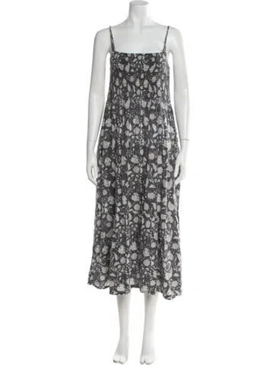 Pre-owned M.patmos Floral Print Midi Length Dress In Gray