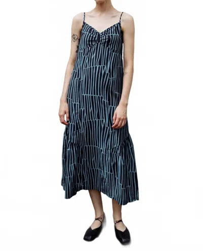 M.patmos Katie Dress In Woodcut Black Citadel In Blue