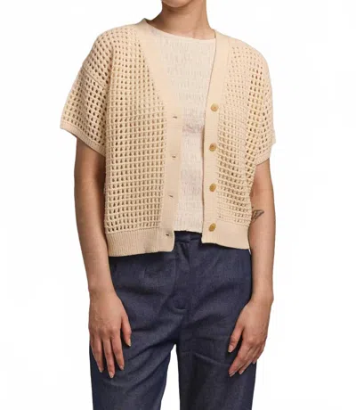 M.patmos Knoll Mesh Cardigan In Ivory In Multi
