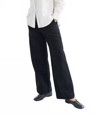 M.patmos Lou Flat Front Waist Band Pants In Natural Black