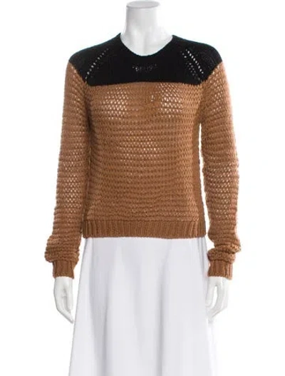 Pre-owned M.patmos Merino Wool Colorblock Pattern Sweater In Brown