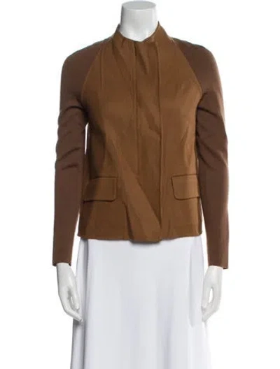 Pre-owned M.patmos Merino Wool Colorblock Pattern Utility Jacket In Brown