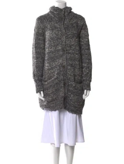 Pre-owned M.patmos Merino Wool Mock Neck Sweater In Gray