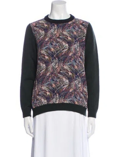 Pre-owned M.patmos Merino Wool Printed Sweater In Black