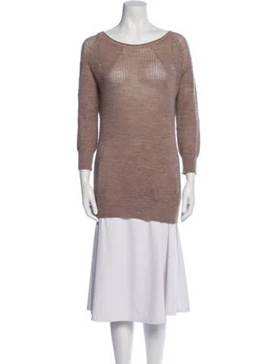Pre-owned M.patmos Merino Wool Scoop Neck Sweater In Neutral