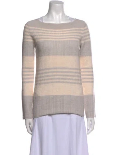 Pre-owned M.patmos Merino Wool Striped Sweater In Neutral