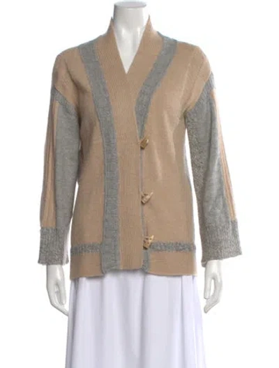 Pre-owned M.patmos Merino Wool Striped Sweater In Neutral