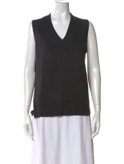 Pre-owned M.patmos Merino Wool V-neck Sweater In Gray