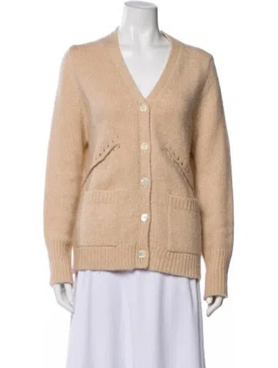 Pre-owned M.patmos Merino Wool V-neck Sweater In Neutral