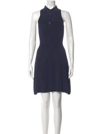 Pre-owned M.patmos Mock Neck Mini Dress In Blue