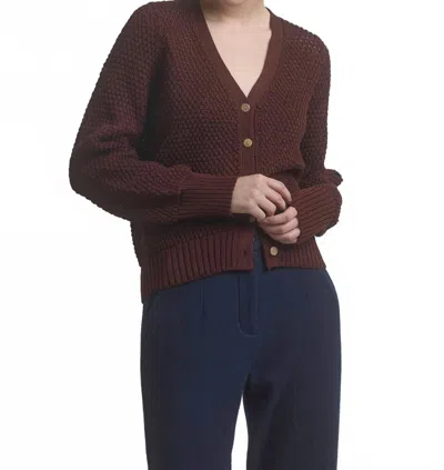 M.patmos Morgan V Neck Cardigan In Berry In Brown