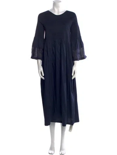 Pre-owned M.patmos Scoop Neck Midi Length Dress In Blue
