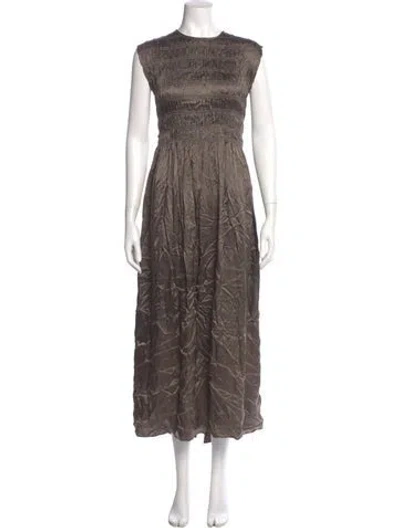 Pre-owned M.patmos Silk Long Dress In Brown