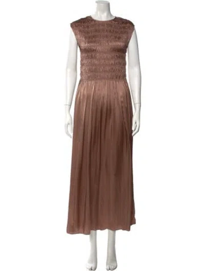 Pre-owned M.patmos Silk Long Dress In Brown
