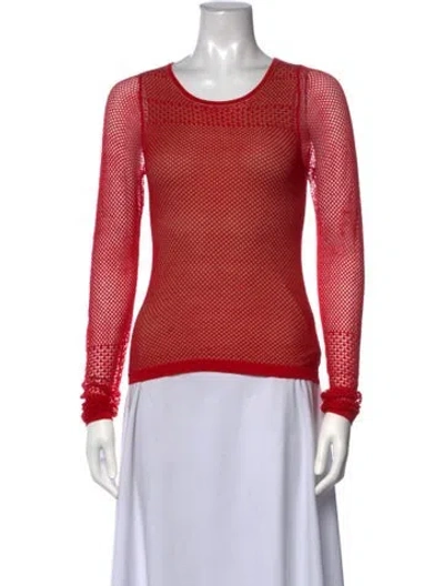 Pre-owned M.patmos Silk Patterned Top In Red