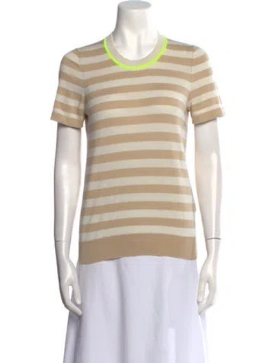 Pre-owned M.patmos Silk Striped Sweater In Neutral