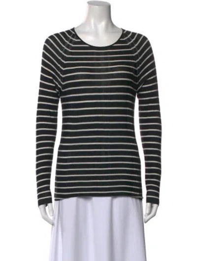 Pre-owned M.patmos Silk Striped Top In Black
