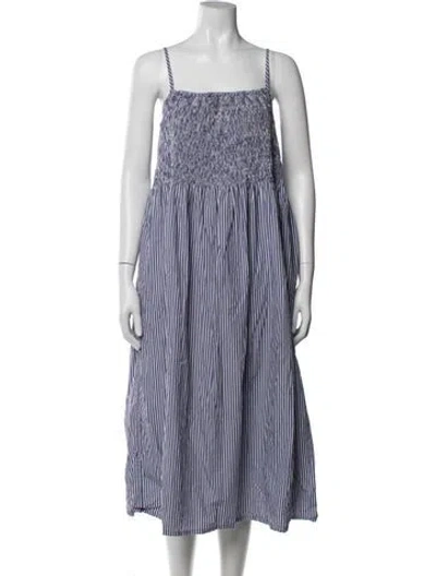 Pre-owned M.patmos Striped Midi Length Dress In Blue