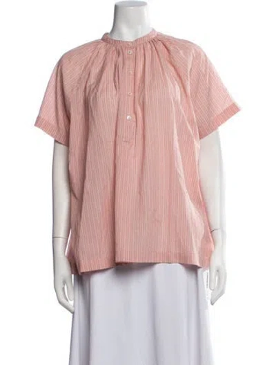 Pre-owned M.patmos Striped Short Sleeve Top In Pink