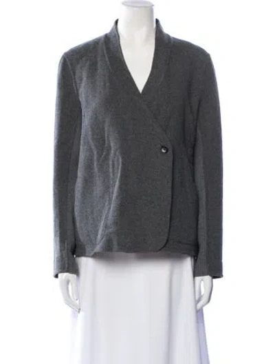 Pre-owned M.patmos Virgin Wool V-neck Sweater In Gray