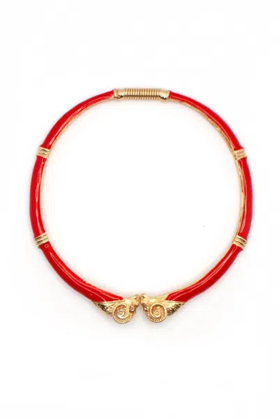 M.patmos Women's Vintage Donald Stannard Rams Head Choker In Red