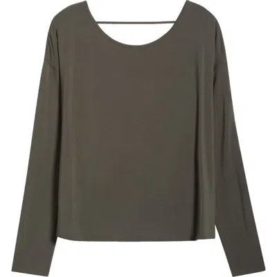 Mpg Breeze Open Twist Back Top In Brown