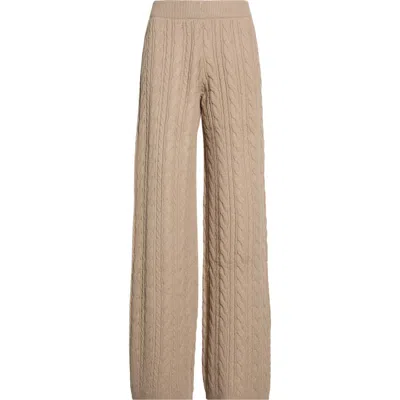 Mpg Cable Knit Wide Leg Pants In Htr Wooden