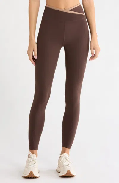 Mpg Cloud High Waist Crossover Leggings In Brown