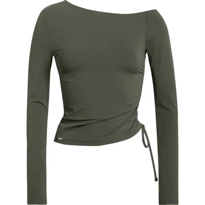 Mpg Cloud Off The Shoulder Drawstring Detail Top In Green