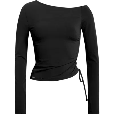 Mpg Cloud Off The Shoulder Drawstring Detail Top In Black