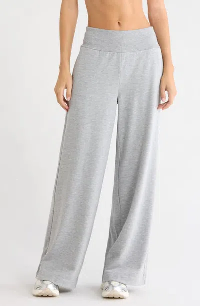 Mpg Cozy Fleece Wide Leg Pants In Gray
