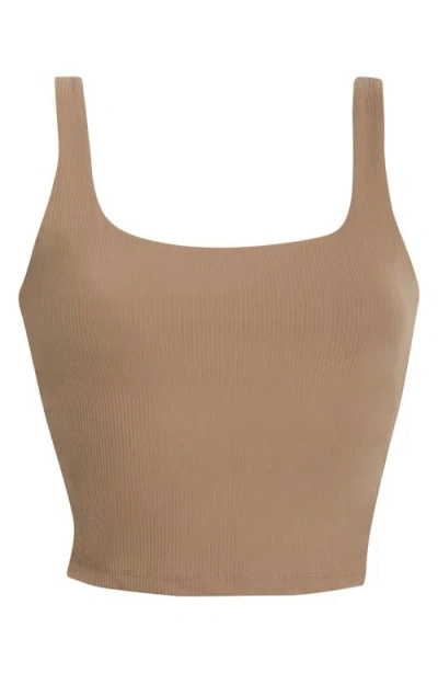 Mpg Crop Rib Tank Top In Brown