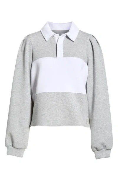 Mpg Dreamweave Colorblock Puff Sleeve Rugby Shirt In Gray