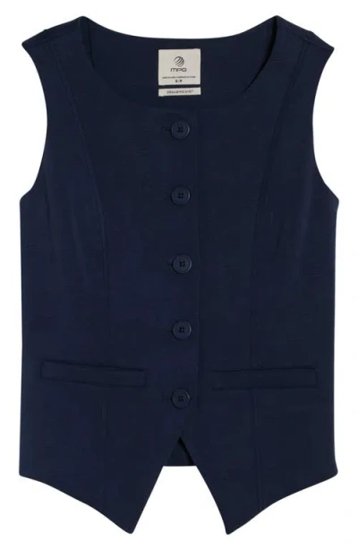Mpg Dreamweave Knit Button Front Vest In Blue