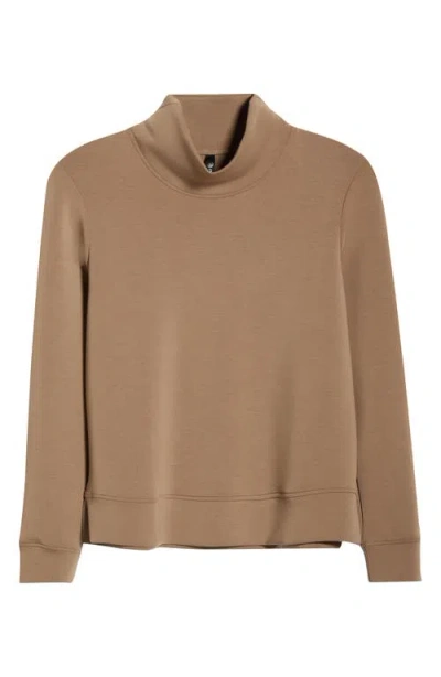 Mpg Dreamweave Recycled Polyester Blend Mock Neck Sweatshirt In Brown